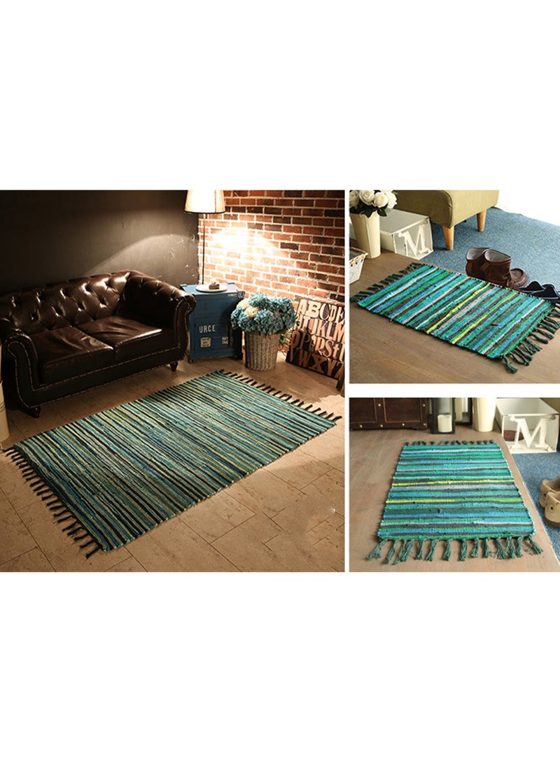 50*80cm Green Warm Luxury Modern Printed Rectangular Non-Slip Carpet, Cotton And Linen Splicing Living Room Carpet BB Hotel Home Decoration Bedroom Bedside Kitchen Long Absorbent Floor Mat - Image 3